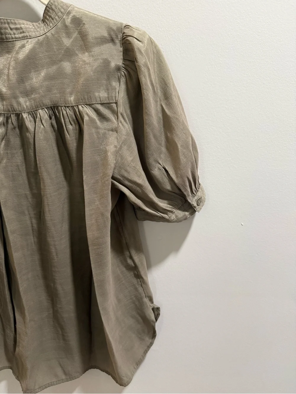 Banana Republic Olive Taupe Short-Sleeve Button Henley